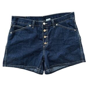 Vintage Jordache Button Fly Cotton Cargo Utility Dark Wash Denim Shorts Sz 17/18